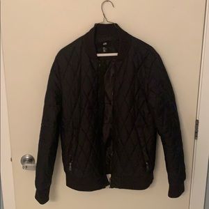 H&M Black Quilted Bomber Jacket M